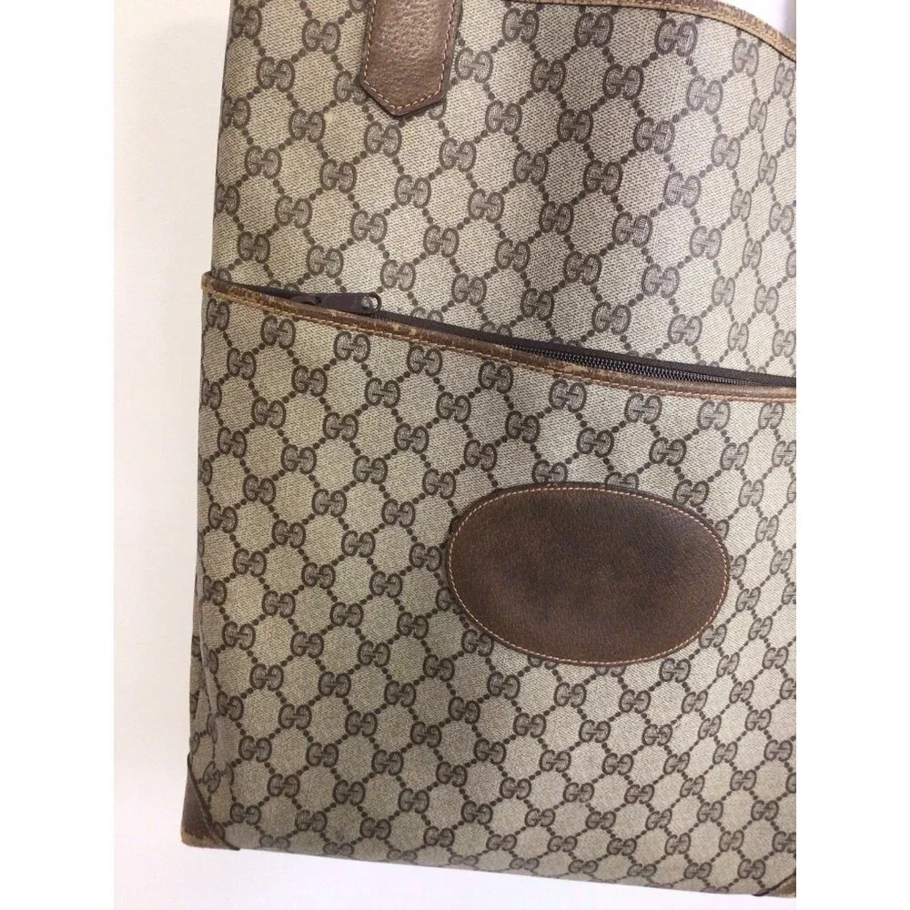 Gucci Vintage Tote Bag Shoulder Bag Handbag GG Authentic